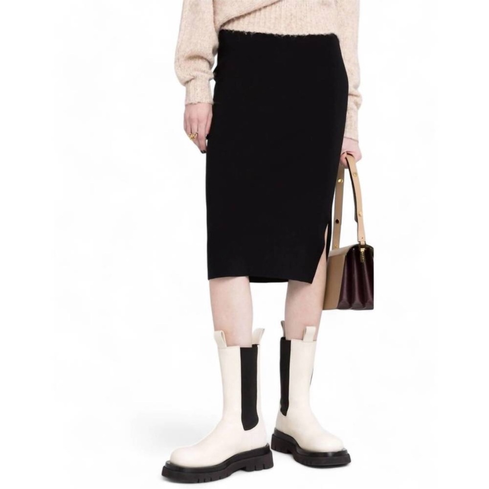 NEW JOSEPH Silk Stretch Pencil Skirt in Black Size Medium